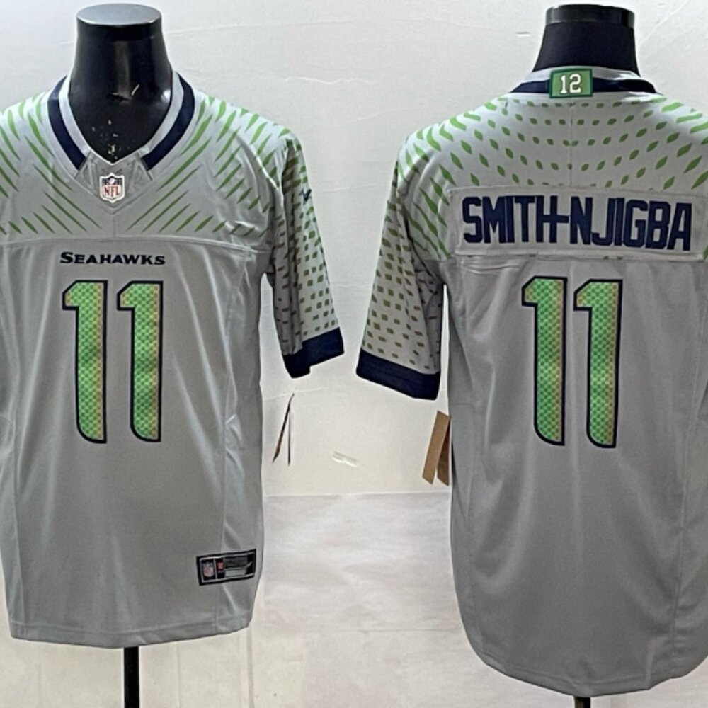 Jaxon Smith-Njigba Gray Jersey Stitched For Men Youth